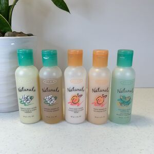5- Avon Naturals Shower Gel & Lotion- Gardenia, Peach &‎ Cucumber Melon 2oz Each